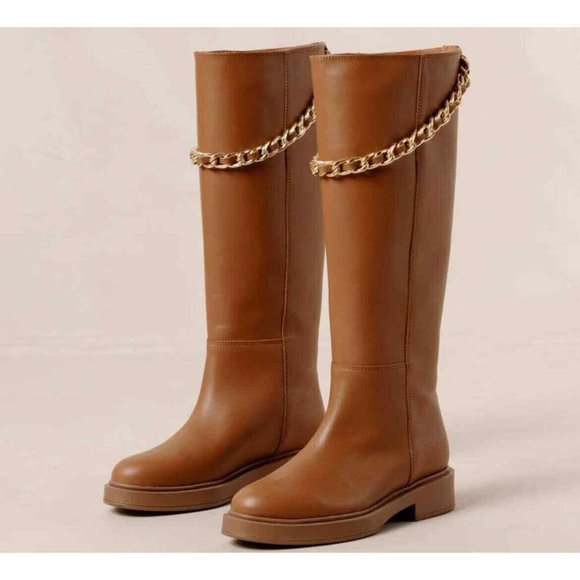 ALOHAS Brown Leather Sole Pier Tall Boots with Chain size 38 and 40 available - Picture 6 of 14